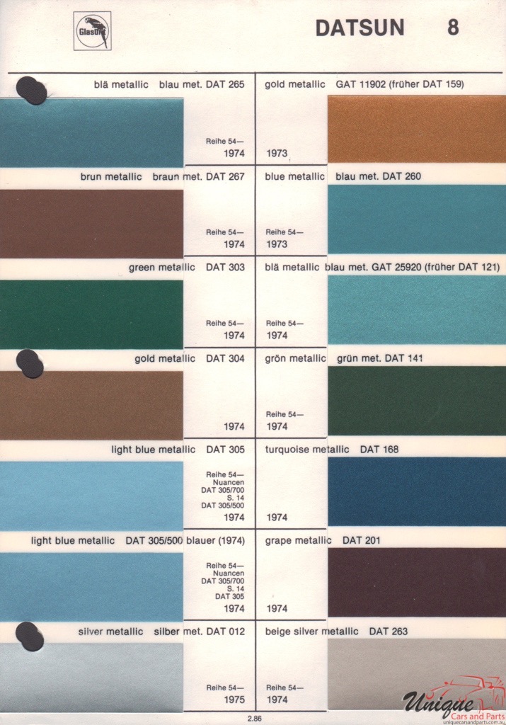 1973 Datsun Paint Charts Glasurit 3